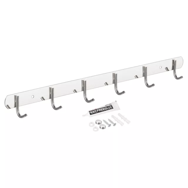 Coat Hook Rack, Stainless Steel Wall Mounted with 6 Hooks Wall Hangers