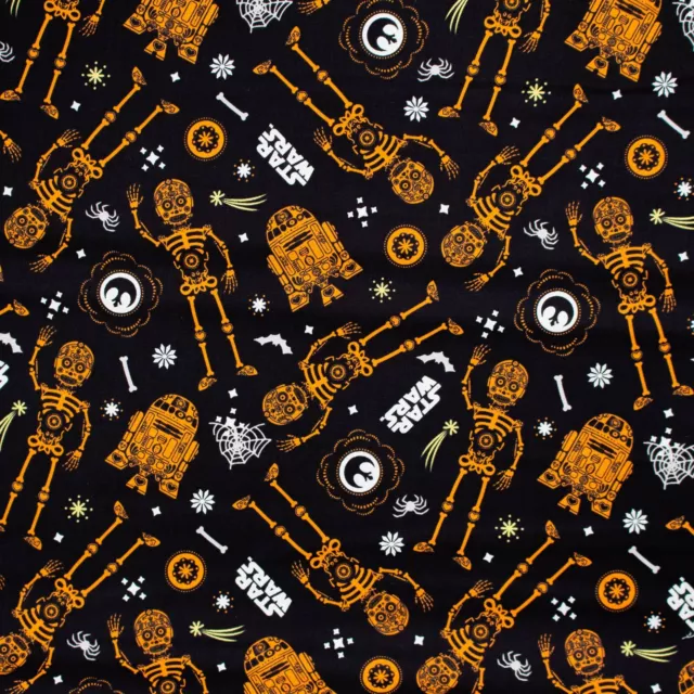 Star Wars Halloween Algodón Tela - C-3PO & R2D2 - Negro Friday Medio Precio