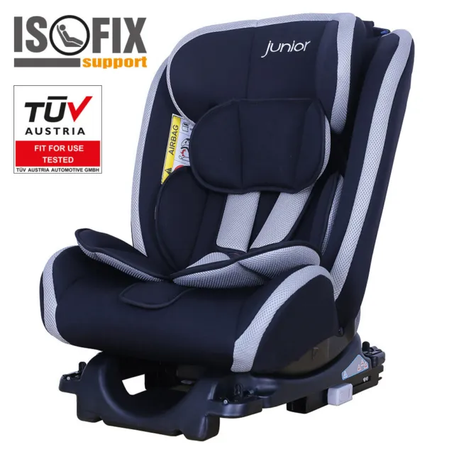 NEU Kindersitz Isofix Auto Supreme Plus Grau Gruppe 0+ 1 2 3 Kinder Sitz 0-36 kg