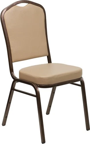 10 PACK Banquet Chair Tan Vinyl Restaurant Chair Crown Back Stacking Chair