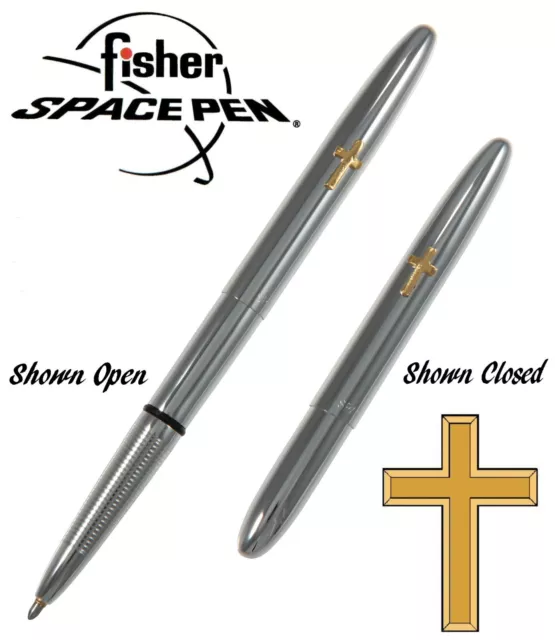 Fisher Space Pen #600CR / Chrome Bullet Pen with Gold Cross