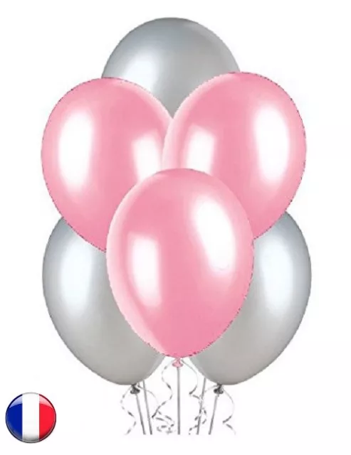 LOT 30/60/90 Ballons Nacrés ROSE ARGENT 30 cm anniversaire, fête, mariage PROMO