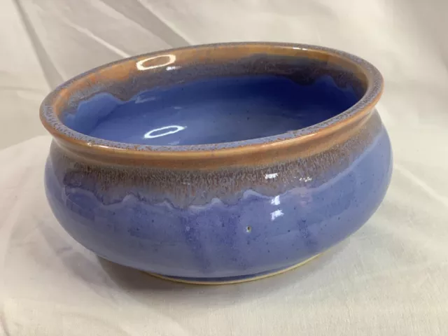 Vintage Australian Pottery - Gold Coast QLD Blue Pot 15cm x 15cm x 7cm H