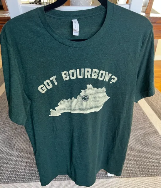 Buffalo Trace T Shirt "Got Bourbon?"  Men's Large - Dark Green
