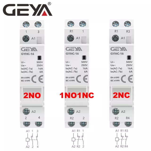 GEYA Modular DC Automatic Contactor 2P 25A 2NO 24V Household Contactor Din Rail 2
