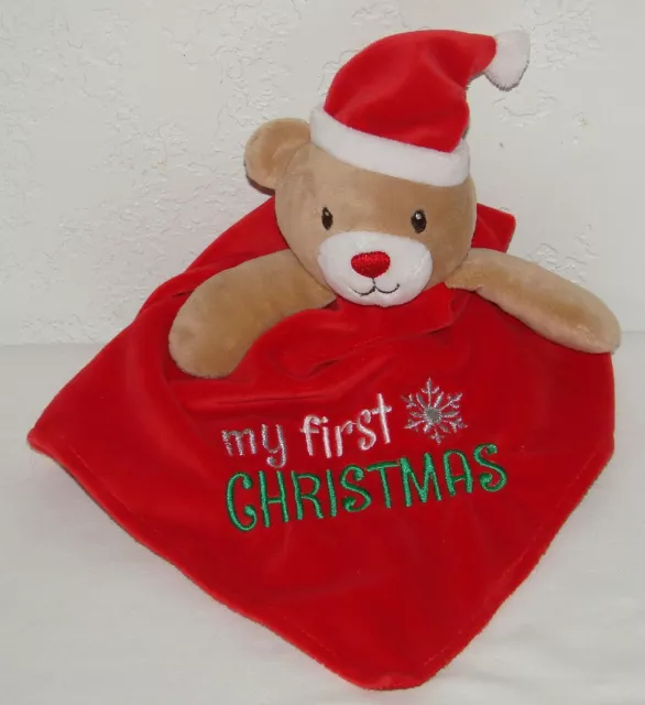 Baby Starters My First Christmas Santa Bear Rattle Plush Lovey Security Blanket