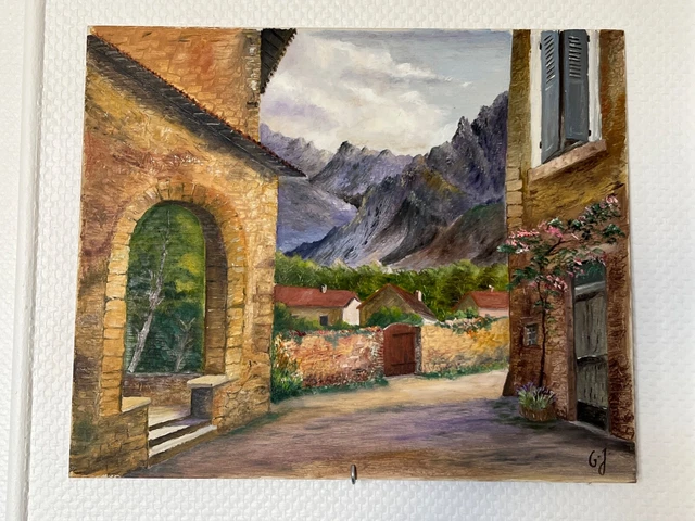 Peinture Sur Bois 38x25cm, Pau Char Local, Signée G. Gaitaud, à Restaurer