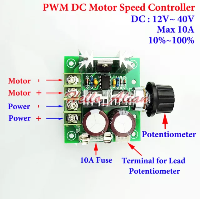 10A DC12-40V Pulse Width Modulator PWM DC Motor Speed Control Switch Controller