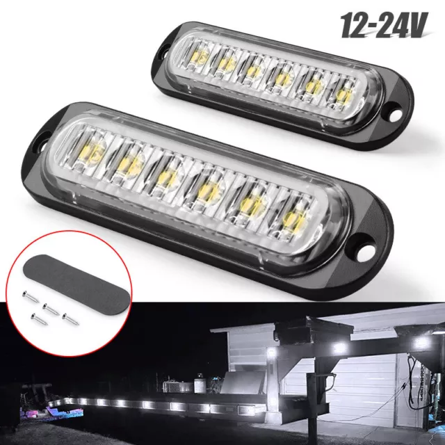 1Paar 6LED Seitenmarkierungsleuchte Weiß Begrenzungsleuchte Anhänger LKW 12V 24V