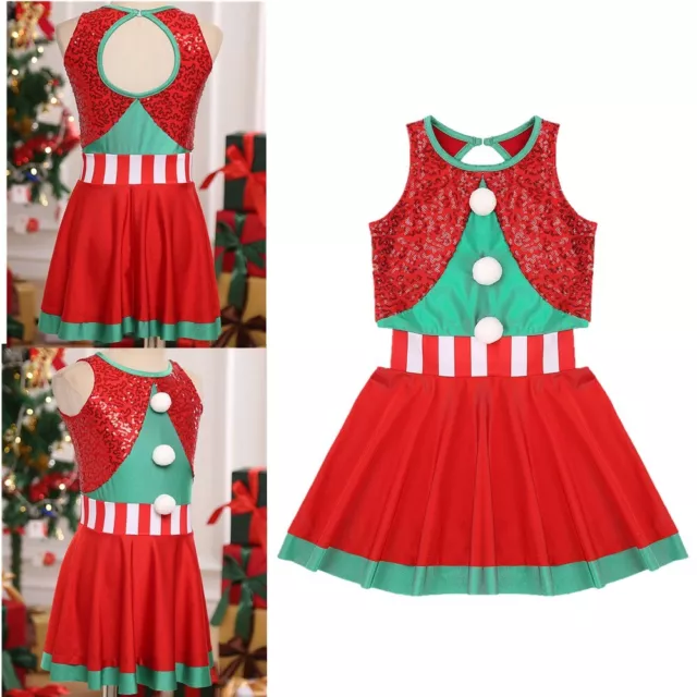 Kids Girl's Outwear Holiday Xmas Dress Pompom Dresses Performance Costume Show