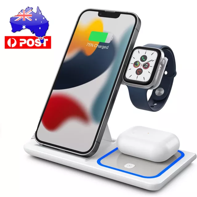 Wireless Charger Dock Charging Station 3 in 1 For Apple Watch iPhone 15 14 13 12