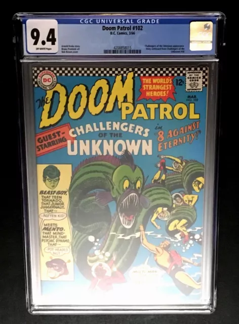 Doom Patrol #102 Cgc 9.4 Nm Challengers Of The Unknown Beast Boy Dc Comics 1966