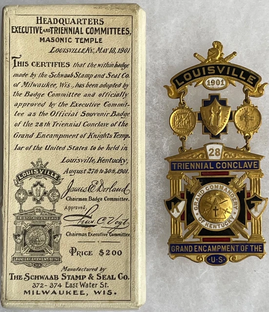 Masonic Knights Templar In Hoc Signo Vinces Gold Fill Antique Fob Medal