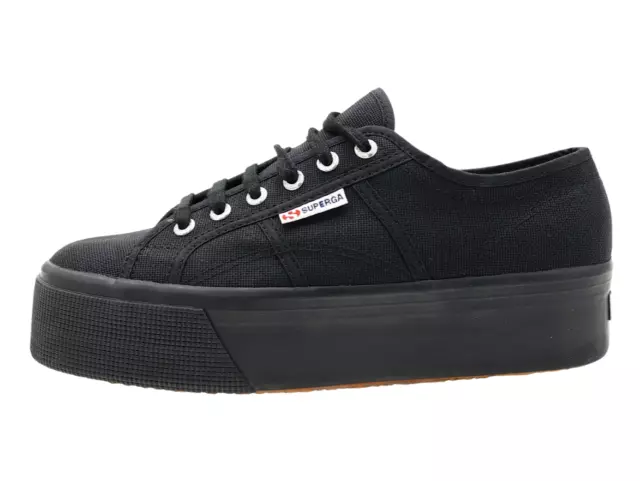 Superga N7433* Womens Black Canvas Acot Platform Sneakers Size US 9M EU 40
