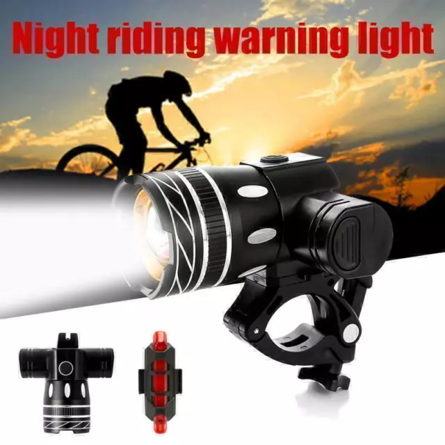 Rechargeable LED Mountain Bike Lights 50000LM Bicycle Torch Front &Rear Lamp Set