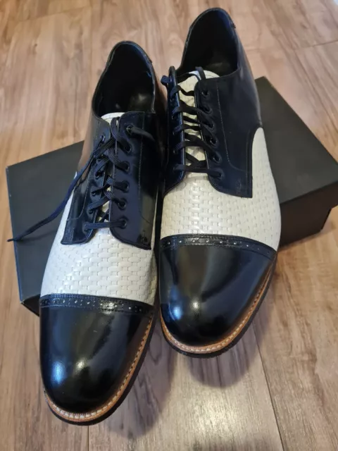 Stacy Adams Madison Cap Toe Lace Up Men's Shoes Size 13D Black and White (Y3)