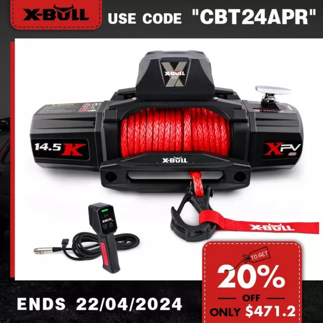 X-BULL Electric Winch 14500LBS 12V Wireless Synthetic Rope 4WD 4x4 Trailer BOAT