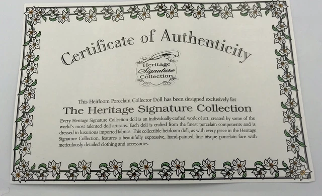 NIB Heritage Signature Collection Porcelain Light Up Doll HOLLY # 12284  COA 6