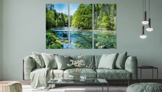 Leinwandbild Canvas Print Deko Natur Wandbild Landschaft Bergbach im Wald Wasser 3