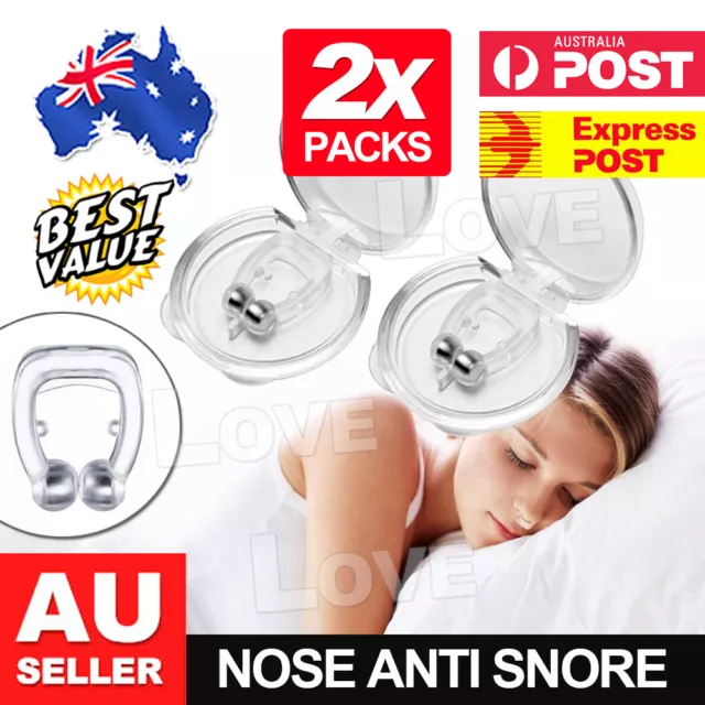 2x Anti Snore Magnetic Silicone Nose Clip Stop Snoring Apnea Aid Device Stopper