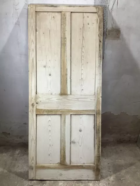 28 5/8"X68 3/8" Georgian Internal Stripped Pine Four Panel Door 2over2 Old