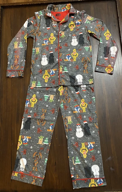 STAR WARS Christmas Holiday Warm Button Pajama Set Size YOUTH M (10-12) *READ*