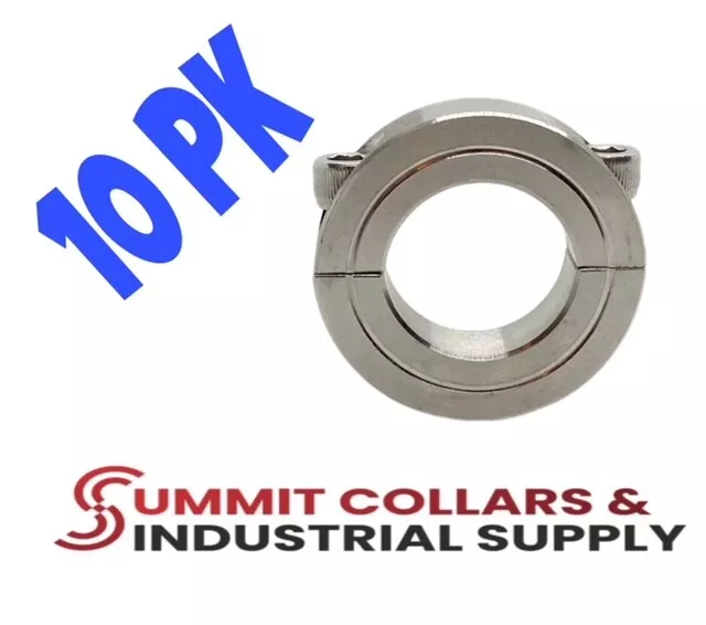 1/4" Inch (10 PCS) Stainless Steel Double Split Shaft Collar