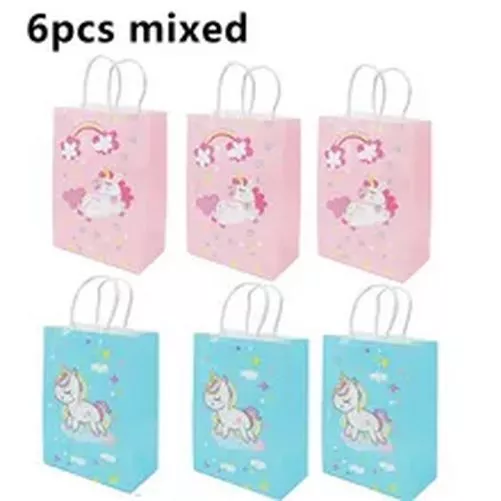 6pcs Unicornio Bolsa de Papel para Regalo Envolver Fiesta Cumpleaños Suministros 3