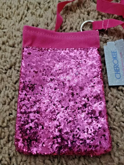🌺 PINK GLITTER Cell Phone Crossbody Bag Girl's New Nwt Holder Purse ...
