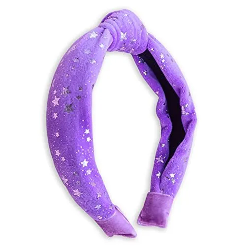 Top Knot Headbands for Girls Metallic Star Knotted Headband for Kids, Purple