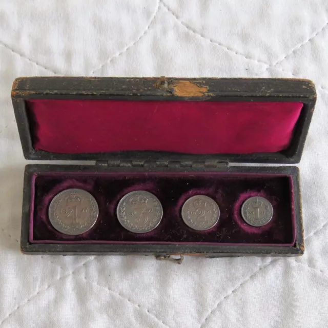 1897 QUEEN VICTORIA SILVER 4 COIN MAUNDY SET - dated case