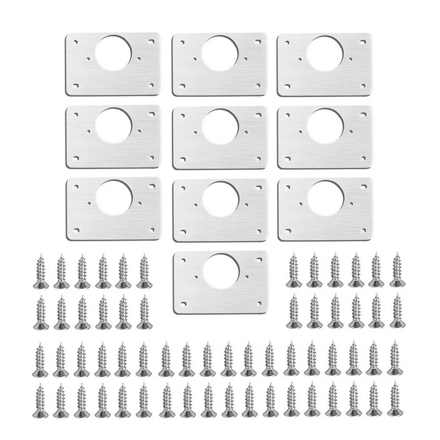 10 pezzi piastra di riparazione cerniera per armadio, mobili, cassetto, acciaio inox 2408