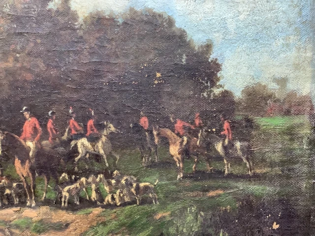 Mid 19th Century The departure of the Hunting with Hounds British Oil Painting 3