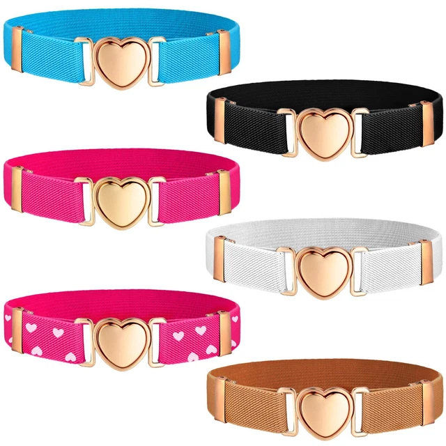 6Pcs Girls Elastic Stretch Belts Kids Waist Belt Adjustable Uniform Belt