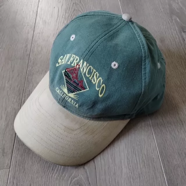 VINTAGE San Francisco California Hat Snapback Baseball Dad Cap Green Beige OSFA