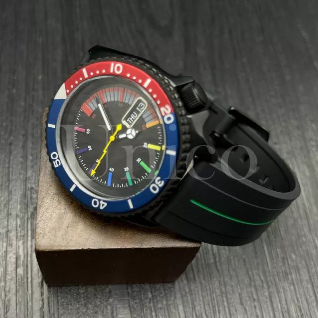 Custom Made Mods Watch SKX Style NH36 Auto Movement BL/RD C Rainbow Hours BLK/GN
