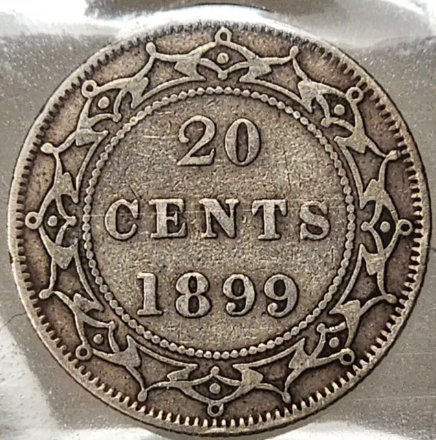 Newfoundland Canada Victoria 20 Cents 1899 Hook 9'S - Iccs Vf30