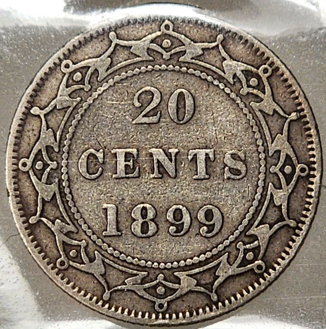 Newfoundland Canada Victoria 20 Cents 1899 Hook 9'S - Iccs Vf30