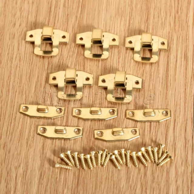 Gold Decorative Box Latch Hasp Lock Clasp Jewelry Suitcase Wood Chest Cabinet