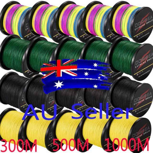 Aussie PE Braid Dyneema Multi Red Blue Braided Fishing Line 300M 500M 1000M