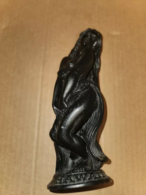 Hip Original Hawaii Black Lava Hand Carved Hawaiian Hula Dancer 7 3/4"