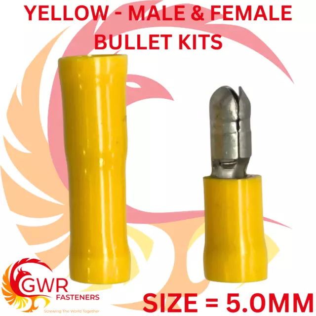 Male Female Kits Bullet Electrical Terminal Red Blue Yellow Wire Crimp Connector