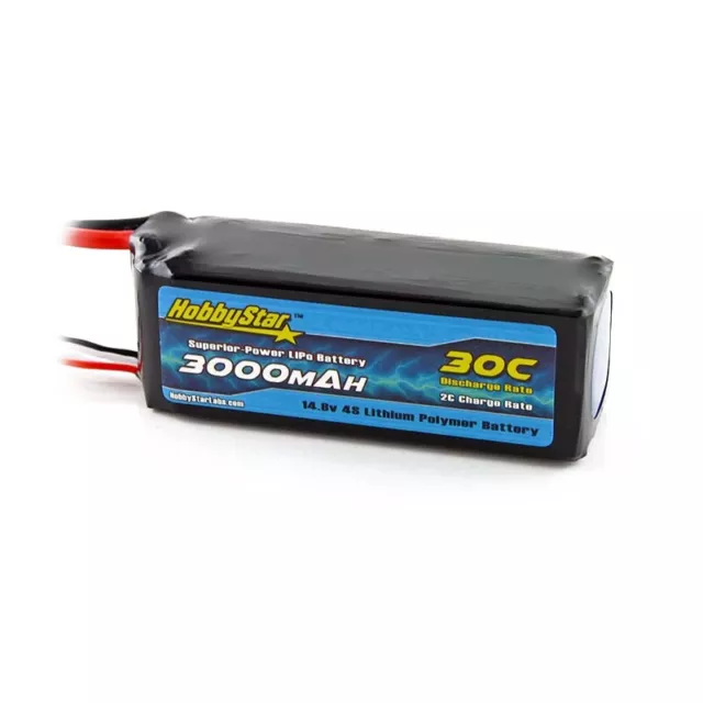 HobbyStar 3000mAh 4S 14,8 V 30C LiPo Akku XT60 Stecker RC Flugzeug Heli Quad Drohne