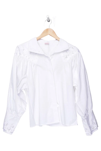 Camicia folcloristica AnnaRena taglia 40 bianca manica lunga pizzo all'uncinetto - eleganza incontra trad