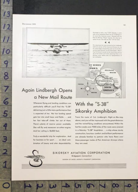 [[ProductID] AVIATION LINDBERGH MAIL SIKORSKY COMPANY BRIDGEPORT PLANE AD 31154