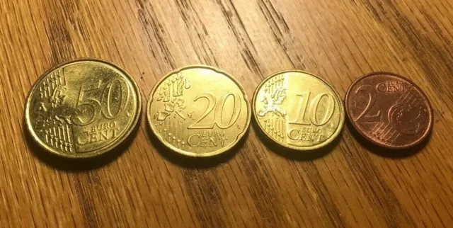 Ireland 50, 10, 2 Cent Euro Coin Set +20 Euro Coin Irish Harp Eire 4 Coins Total