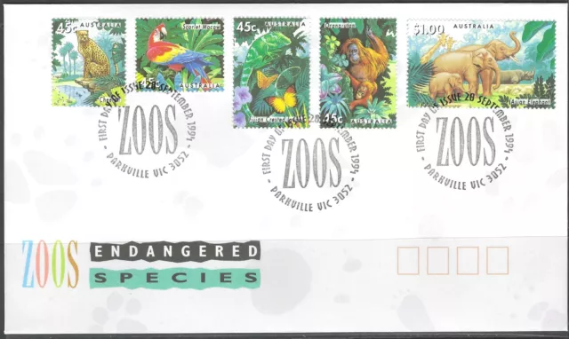 Australia - 1994 First Day Cover - Zoos - Endangered Animals Sheet Stamps