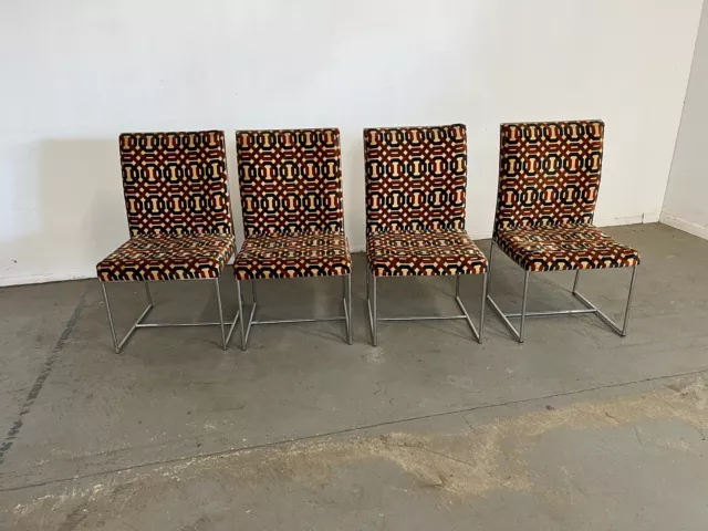 Set of 4 Mid-Century Modern Milo Baughman Thayer Coggin Chrome Dining Chairs