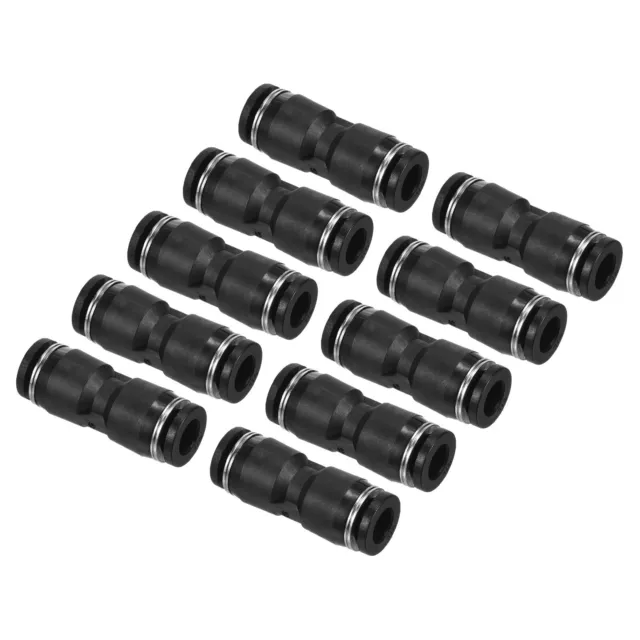 10 Pcs 1/4" Union Push to Connect Pneumatic Air Line Fitting Black