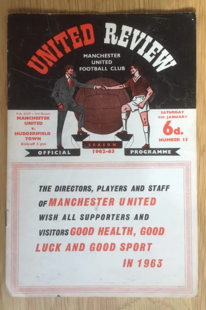 1962/3 Manchester Utd v Huddersfield Town / FA Cup 3rd Round VGC